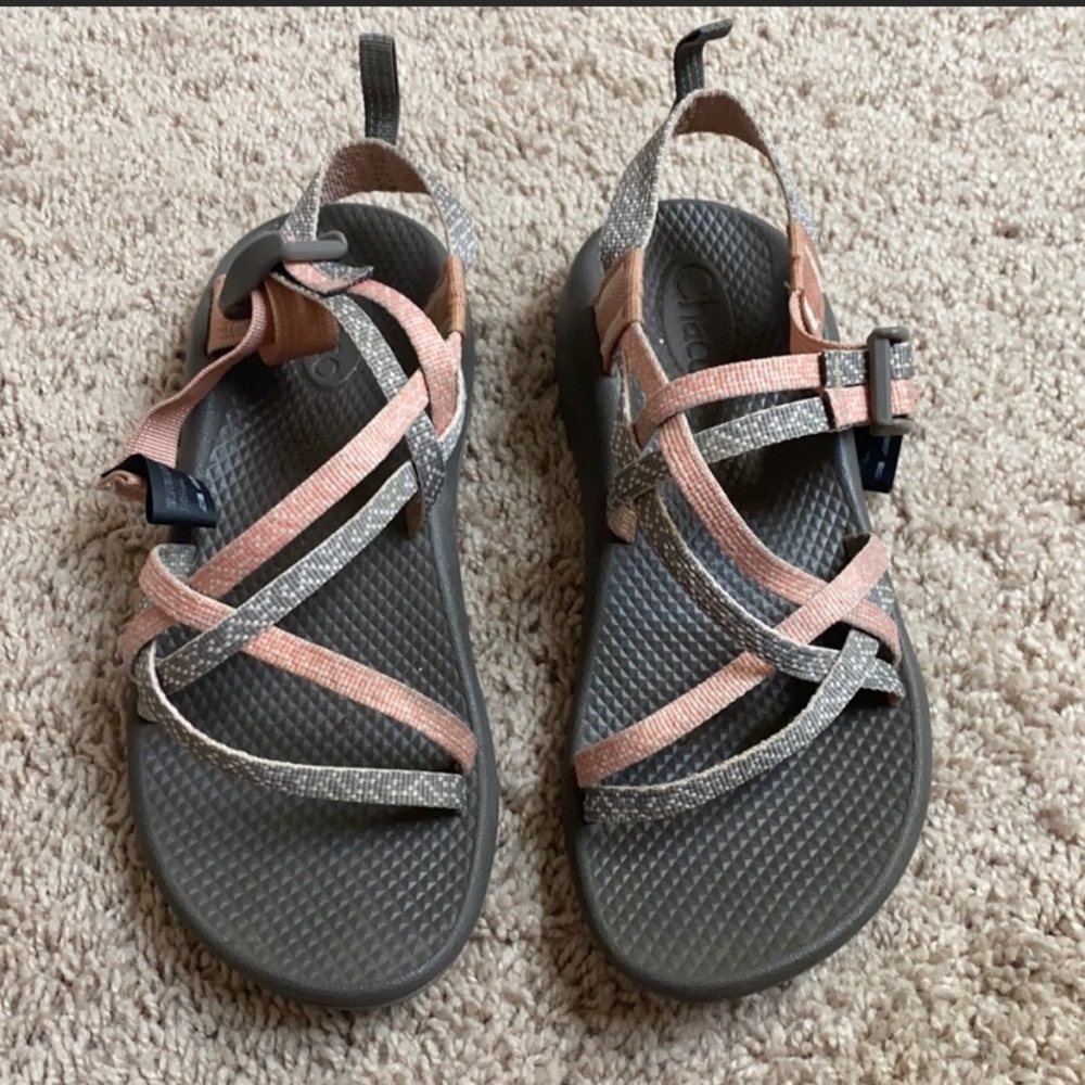 Size 5 Pink and gray chacos.